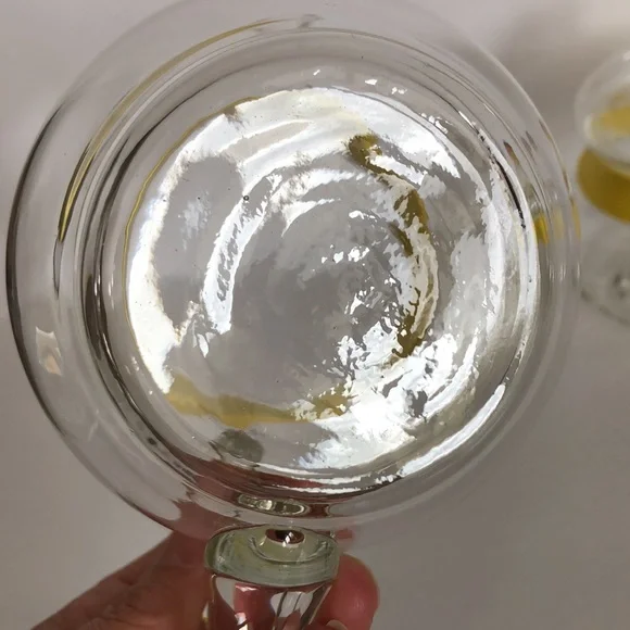 Vintage Rubel Crystal Retro Sugar Creamer  Yellow Banding Trim And Wood Beads - Picture 4 of 15